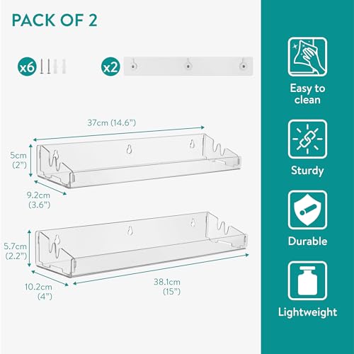 Navaris Clear Acrylic Shower Shelves (Set of 2)