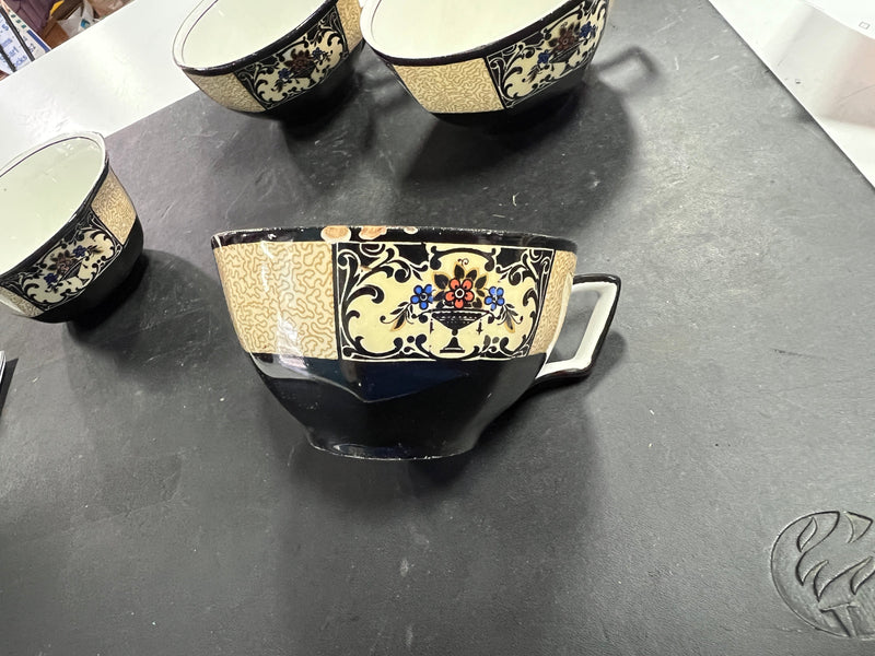 Antique Wedgwood & Co. Nanette Black Tea Set – Circa 1890, 11 Pieces