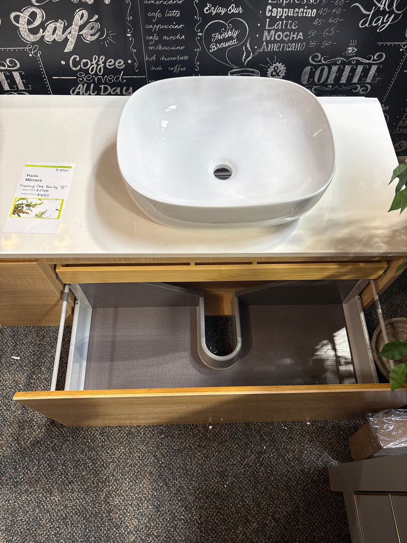 Floating Oak Vanity 72”