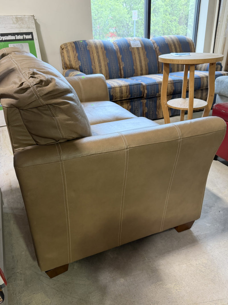 Modern Brown Leather Loveseat