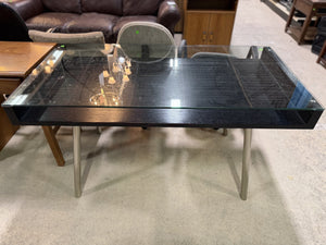 Modern Glass-Top Executive Desk