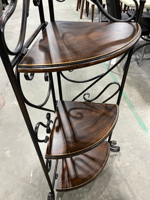 Rustic Iron & Wood Corner Shelf – 5-Tier Display Rack