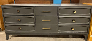 Modern Charcoal Gray Dresser – 9-Drawer Mid-Century Inspired Storage