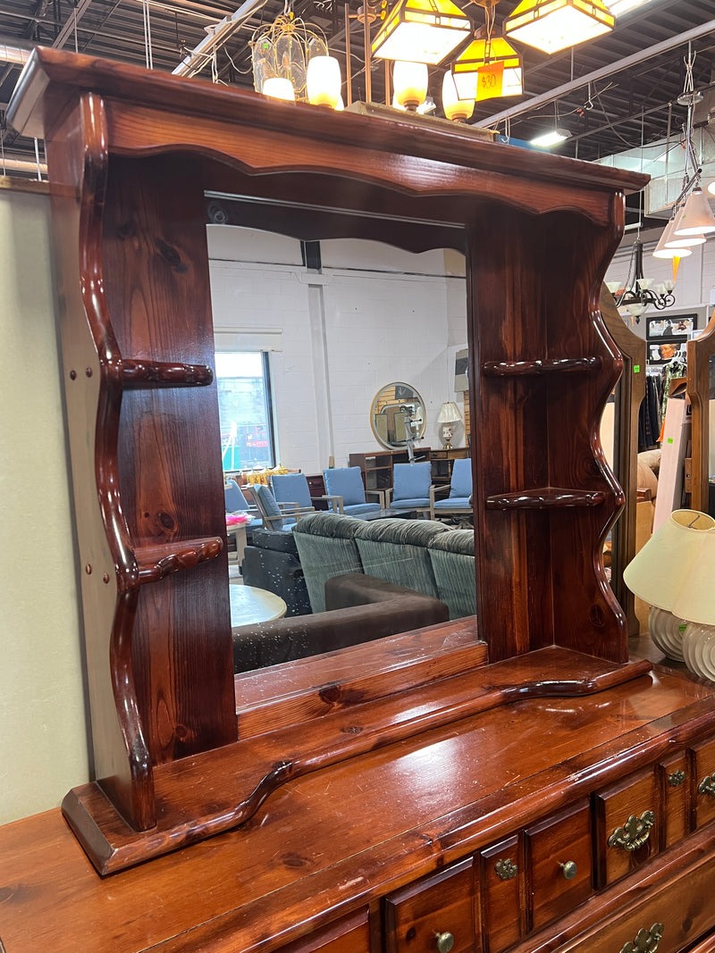 Vintage Colonial Style Triple Dresser with Mirror Hutch