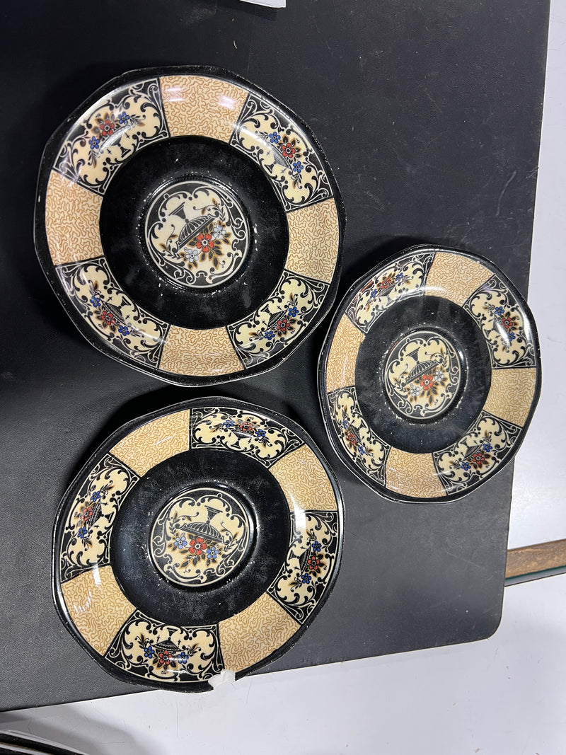 Antique Wedgwood & Co. Nanette Black Tea Set – Circa 1890, 11 Pieces