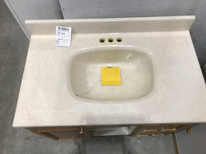 Wood Bathroom Vanity With Faux Stone Top