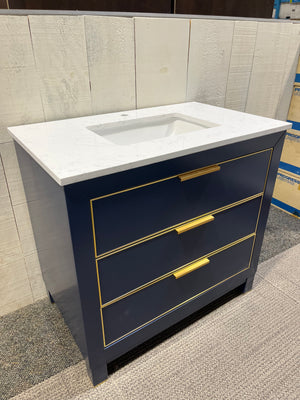 Blue and Gold Artificial Marble Top Vanity