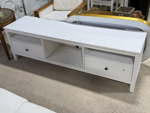 Modern White Low Console Table with Storage