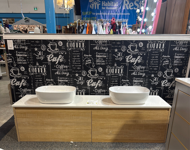 Floating Oak Vanity 72”