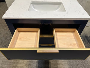 Blue and Gold Artificial Marble Top Vanity