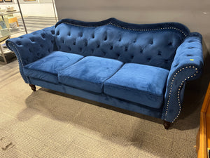 Royal Blue Velvet Tufted Sofa