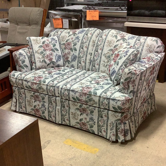 White and Green Floral Sofa