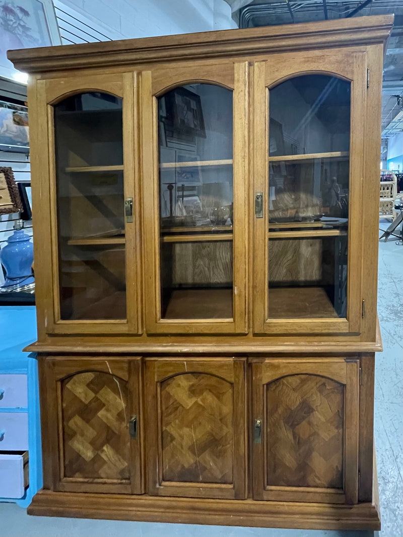 Vintage Wooden Hutch and Buffet Cabinet