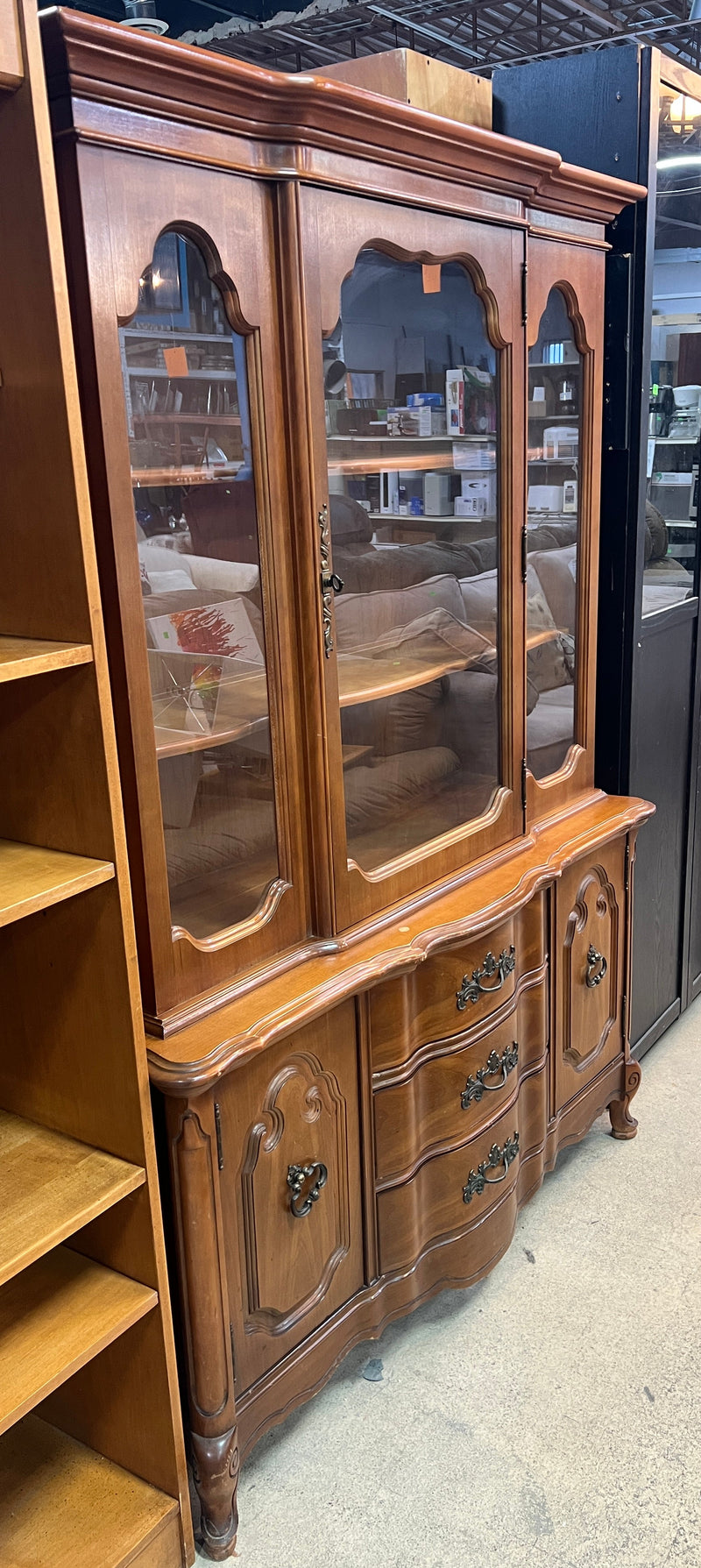 Vintage French Provincial Two-Piece China Cabinet