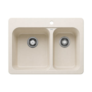 Blanco Vision Silgranit 27 in. 70/30 Double Bowl Drop-in/Undermount Kitchen Sink - White