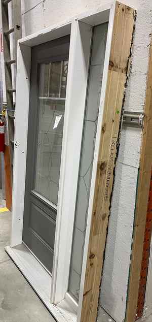Modern Steel Entry Door with Decorative Glass & Sidelight – Prehung