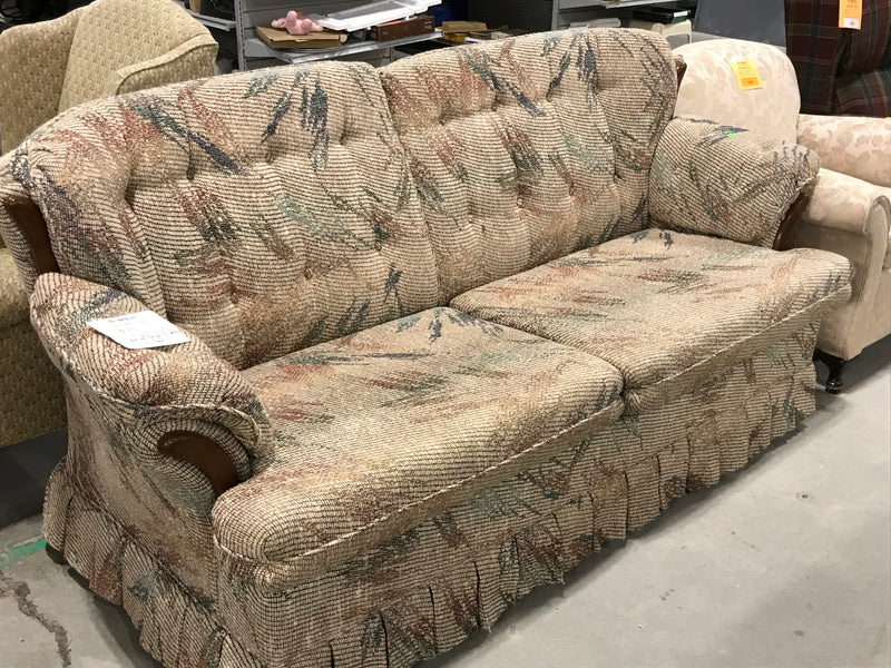 Patterned Beige 3-Seater Sofa-Bed