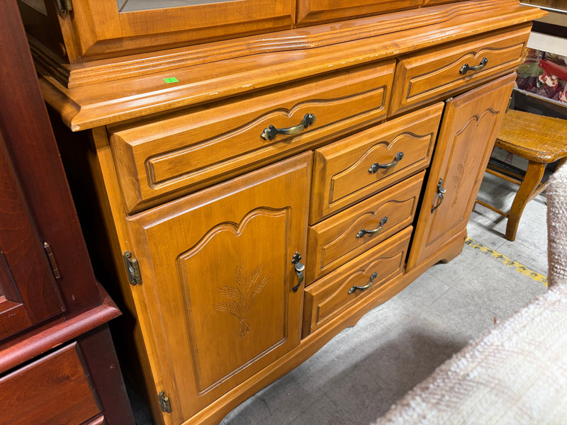Solid Wood Display Hutch & Buffet Cabinet