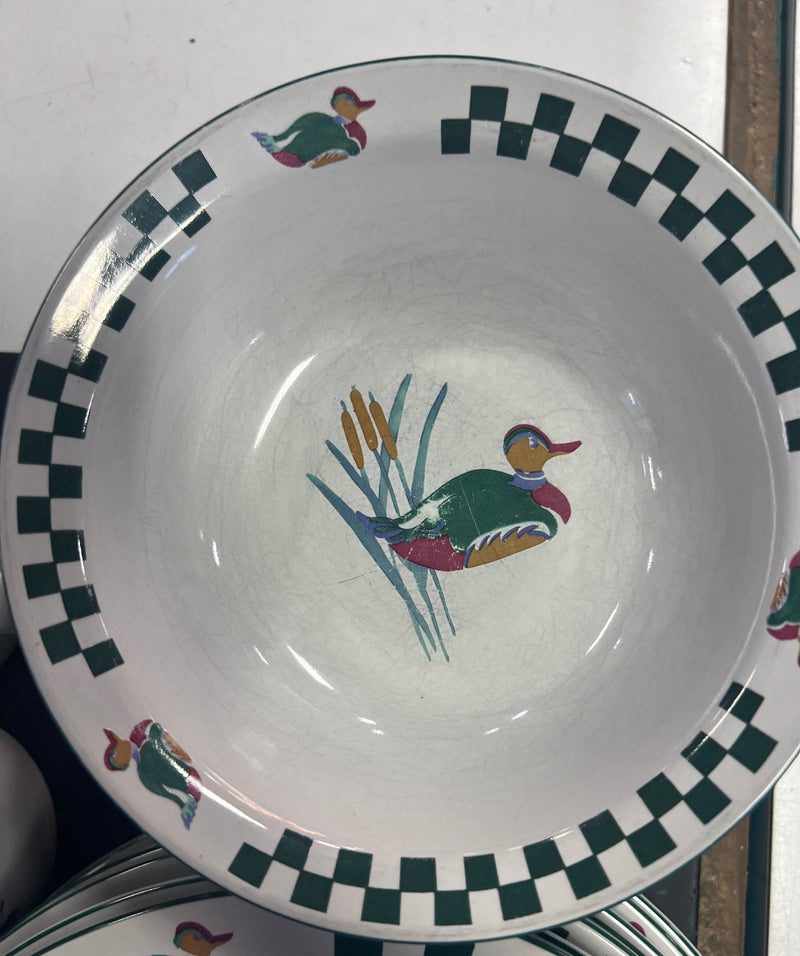 Newcor Stoneware Dining Set - "Cabin Mallard" Pattern