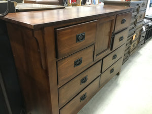 Tall & Large Wooden Sideboard With 8 Drawers With Black Handles & Small Cabinet Storage