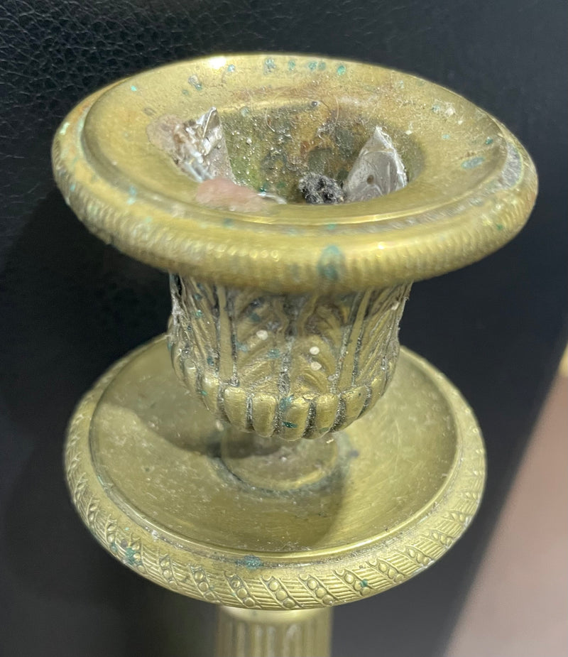 Pair of Antique French Empire - Restoration style gilt bronze candlesticks