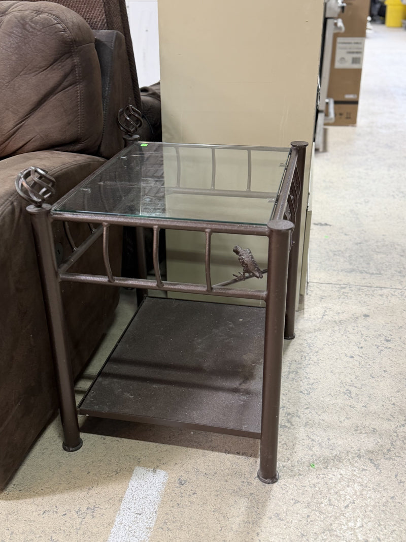 Rustic Metal & Glass End Table