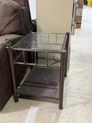 Rustic Metal & Glass End Table