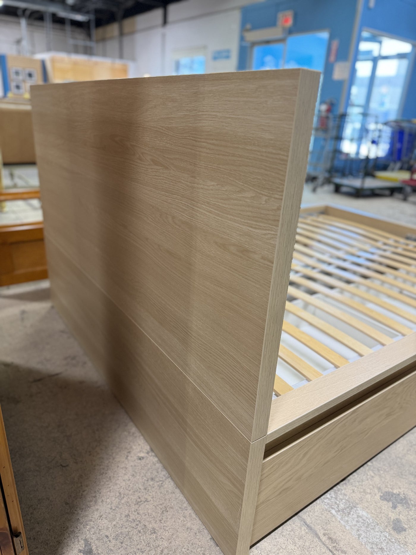 Light Wood Finish Bed Frame with Slatted Base – Habitat for Humanity ...