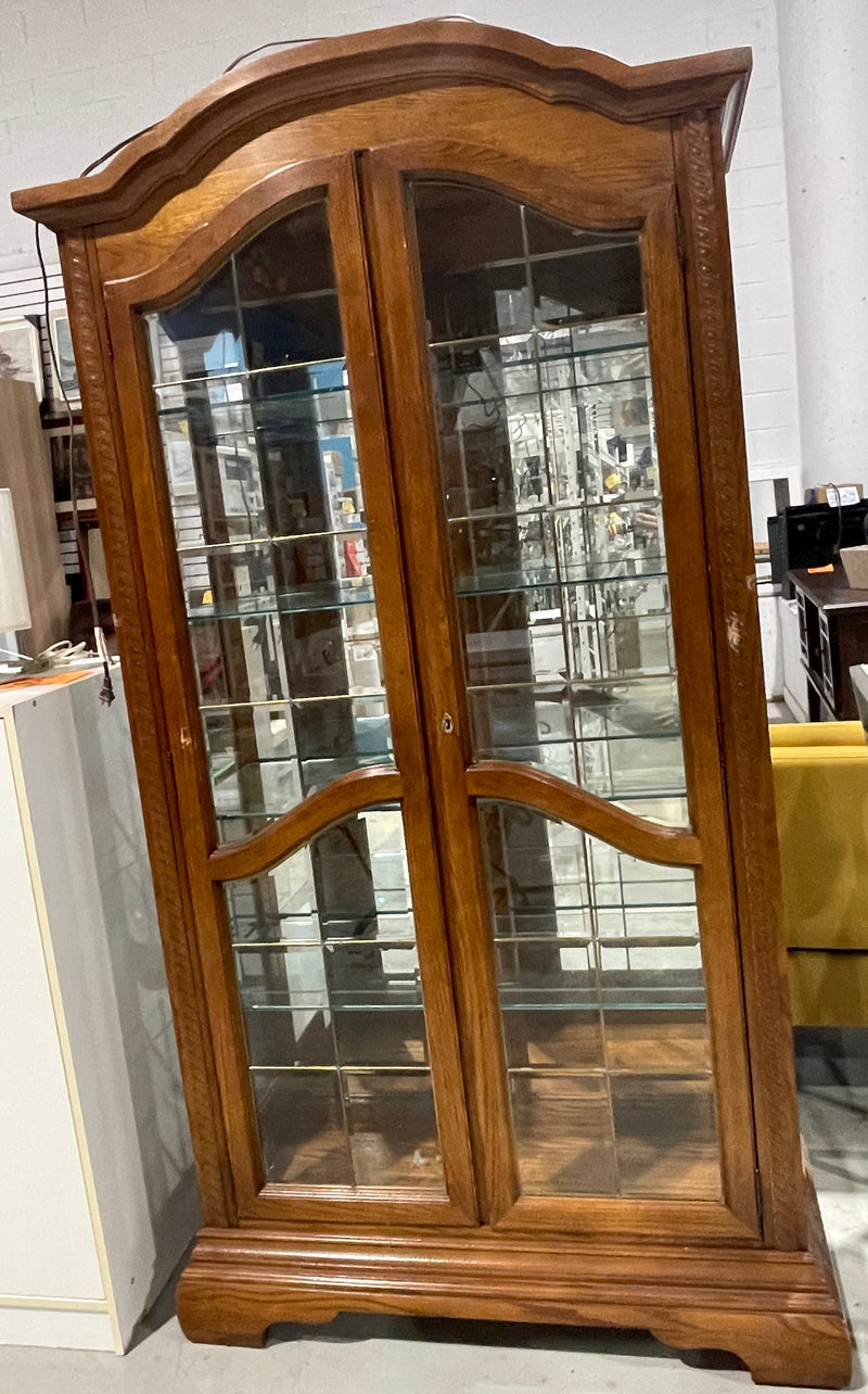 Vintage Solid Oak Display Cabinet.
