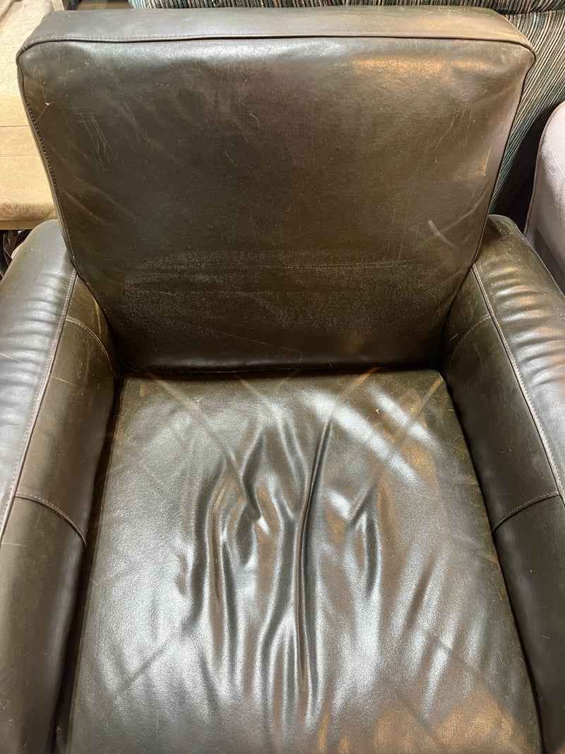 Vintage-Style Club Chair with Rolled Arms – Dark Brown/Charcoal Finish