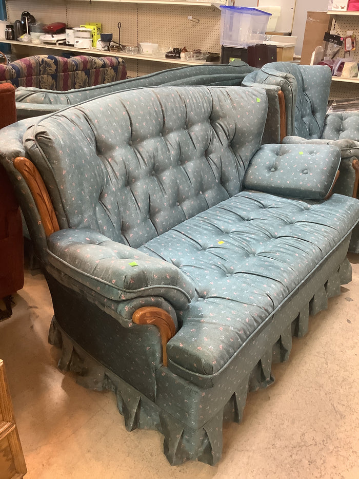 Vintage Green Floral Loveseat