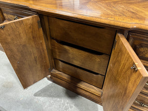 Vintage Solid Wood Dresser with Ornate Floral Detail