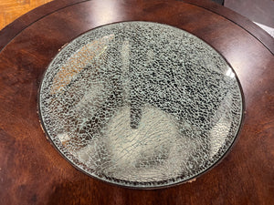 Modern Espresso Round Side Table with Glass Insert