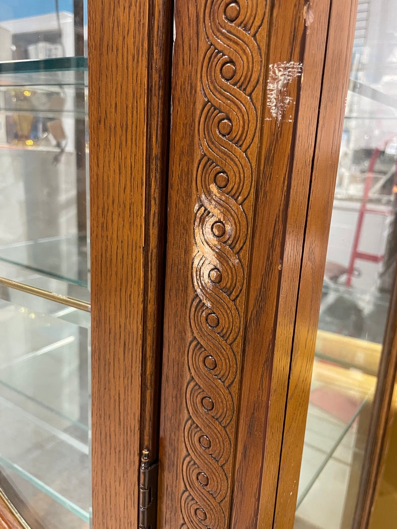Vintage Solid Oak Display Cabinet.