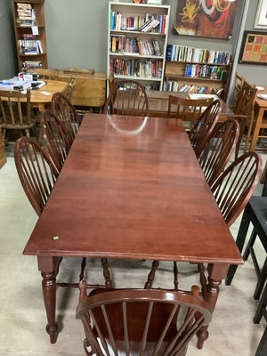 Solid Maple Table with 8 Windsor Style Chairs