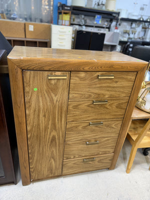 Modern Wood Dresser with Cabinet & Drawers
