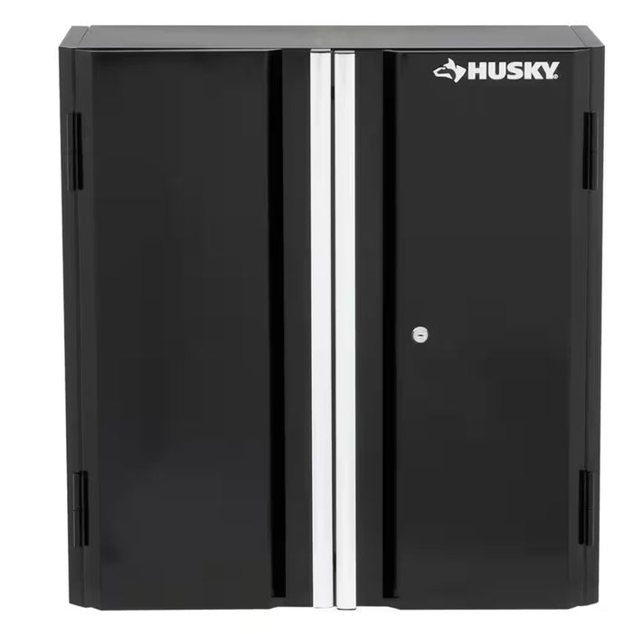 Husky Ready-to-Assemble 24-Gauge Steel Wall Mounted Garage Cabinet in Black