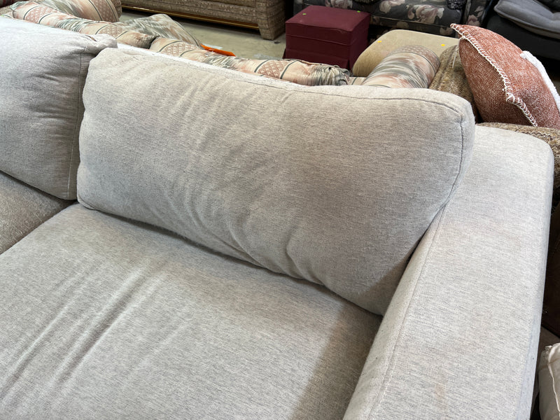 Contemporary Beige Oversized Sofa with Plush Cushions and Modern Track Arms