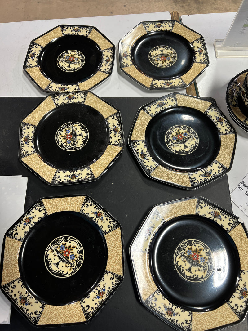 Antique Wedgwood & Co. Nanette Black Tea Set – Circa 1890, 11 Pieces