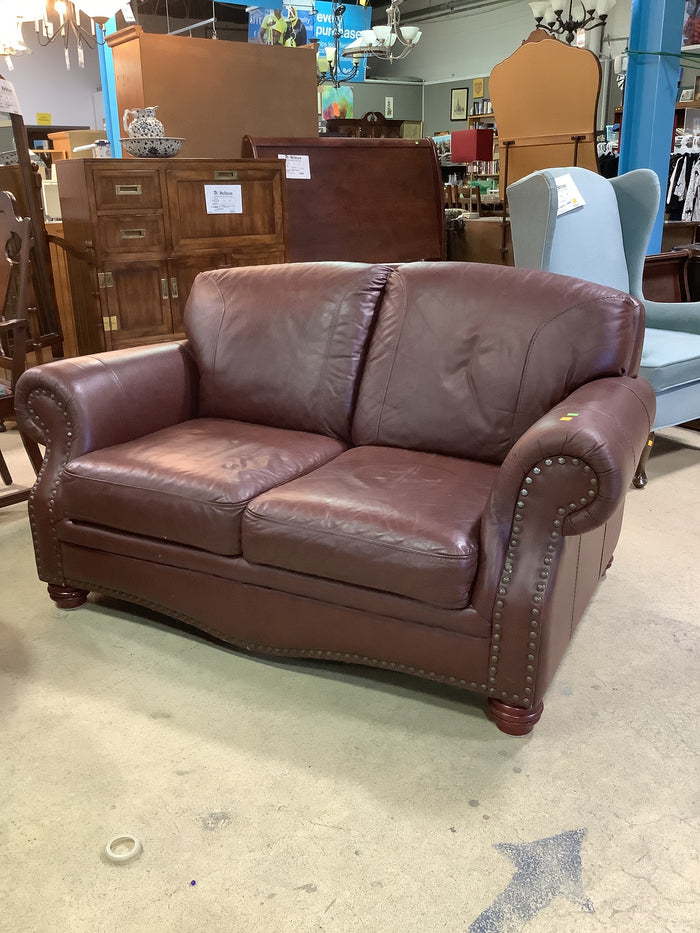 Maroon Leather Sofa