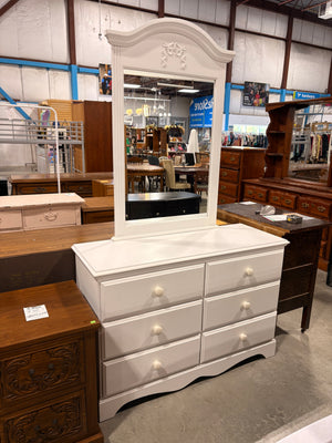 White Coquette Dresser with Mirror