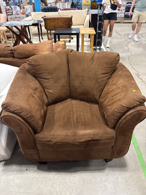 Brown Microsuede Plush Armchair