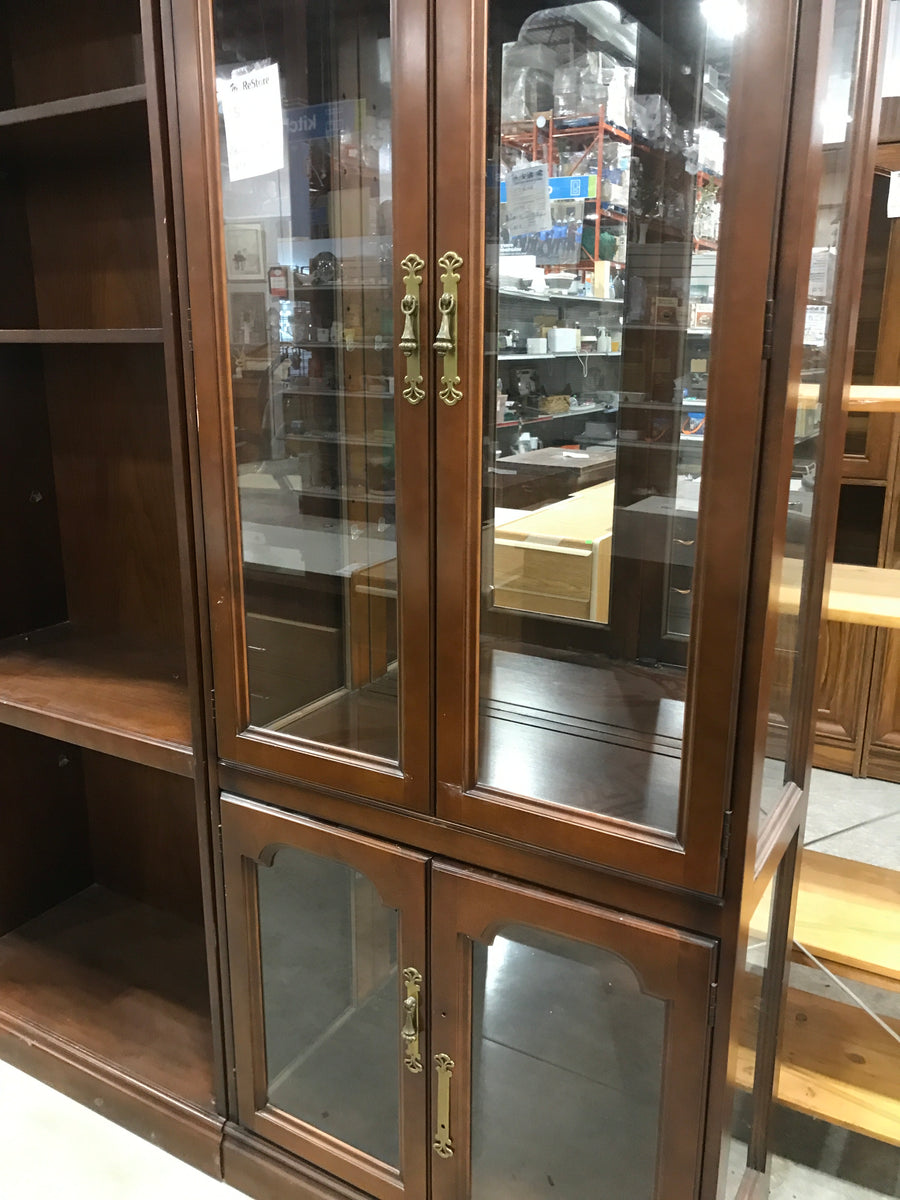 Dark Brown Wooden Display Case With Cabinet Style Doors – Habitat for ...