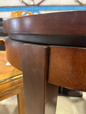 Modern Espresso Round Side Table with Glass Insert