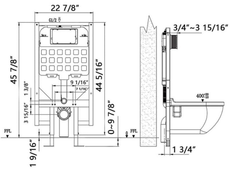 1.1/1.6-GPF Dual Flush Concealed In-Wall Toilet Tank
