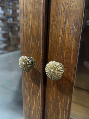 Antique Walnut Buffet with Glass Doors