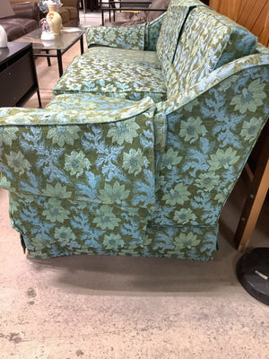 Green Floral Vintage Mid Century Couch