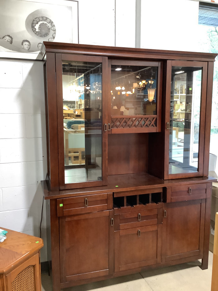 Cherry Finish Mahogany Hutch