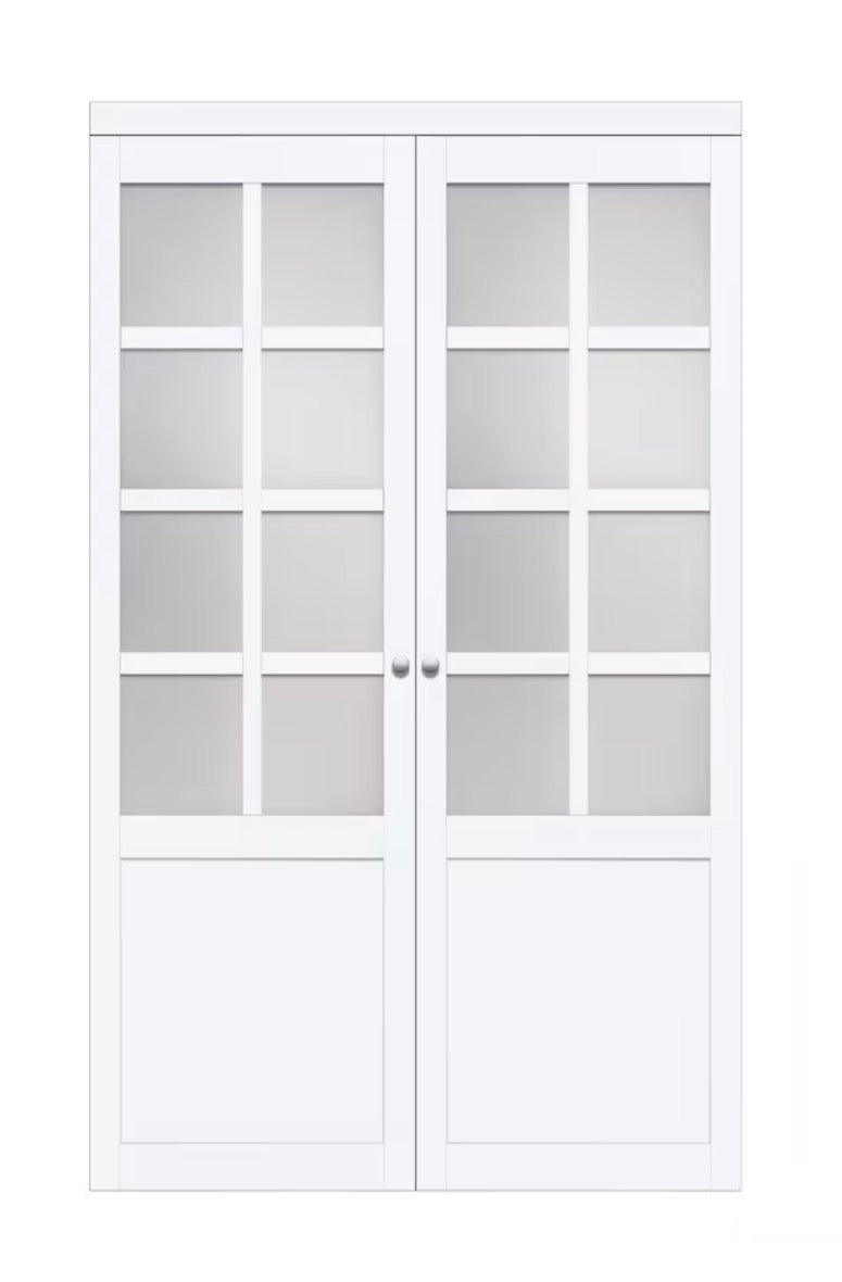 TRUporte 60” x 80” 8-Lite White 2 Pivot Interior Closet Door