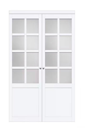 TRUporte 60” x 80” 8-Lite White 2 Pivot Interior Closet Door